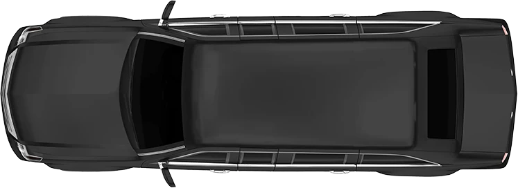 Top view of a black stretch limousine